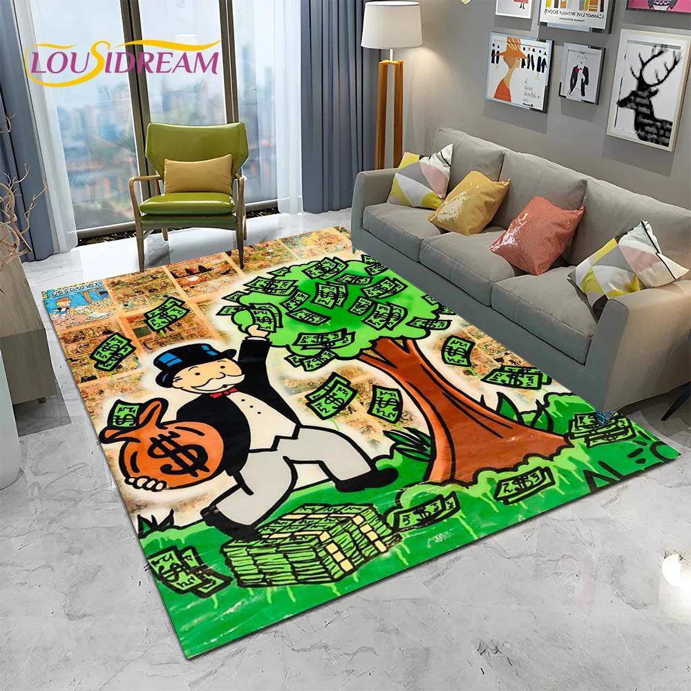 Retro Games Dollar Monopoly Cartoon Carpet Rug for Home Living Room Bedroom Sofa Doormat Decor,kids Area Rug Non-slip Floor Mat