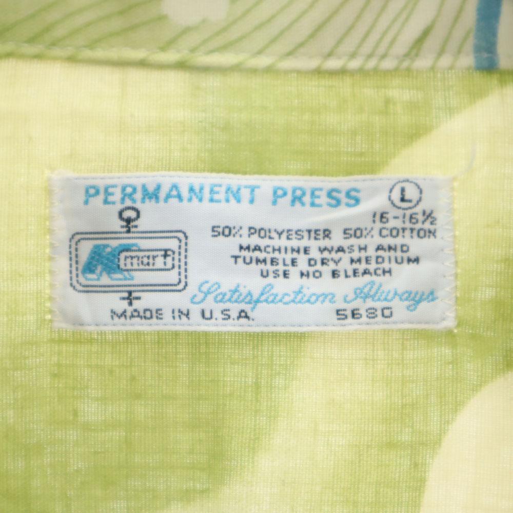 K MART 70s Made in USA Vintage Short sleeve Aloha shirt L Green system Men's Used