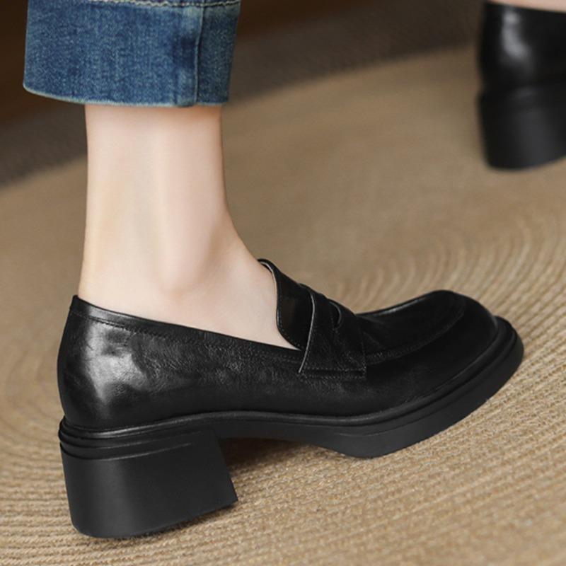 cm ultra-quiet~ New single shoes women's thick heels, small leather shoes, small leather shoes women's thick soles