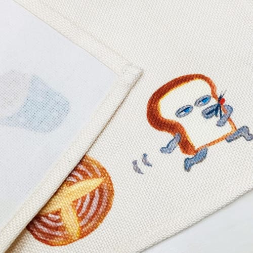 MORIPiLO Bread Thief Placemat/Cloth Coaster, 45x34cm, Cute, Elementary School/Kindergarten, Stylish, Birthday Gift, Unisex, Beige, Bread Thief Charact