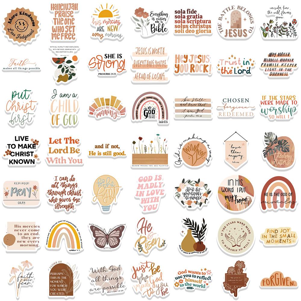 10/30/50/100pcs Cartoon Jesus Christian Stickers Bohemian Style Bible Phrase Graffiti Sticker Diary Luggage Phone Decals Packing