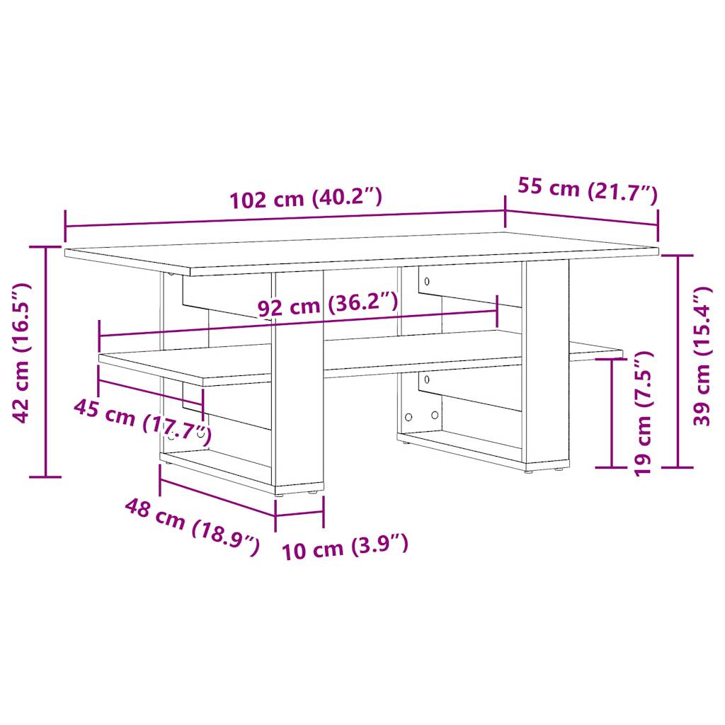  Coffee Table, Old Wood, 102x55x42 Cm