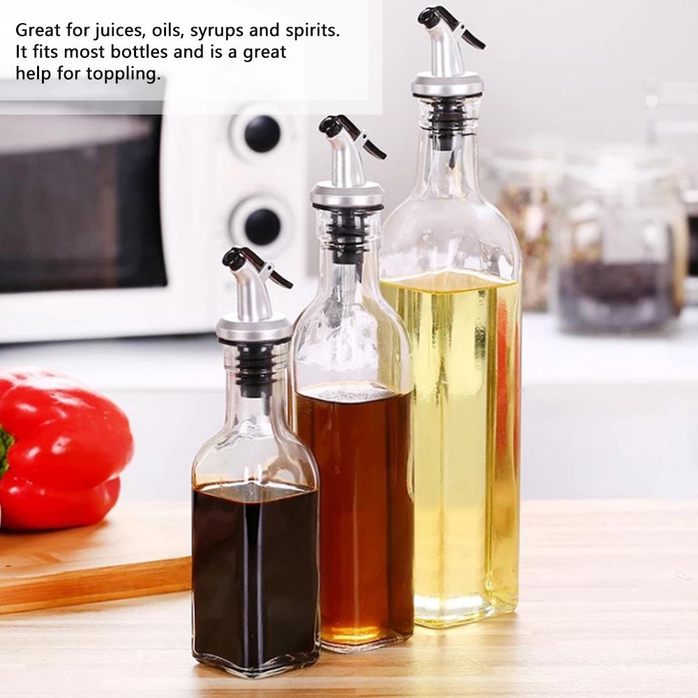 Oil Spout Stainless Steel Oil Bottle Pourer Leak-proof Olive Oil Dispenser Vinegar Bottle Stopper Speed Pourer Dust Covers