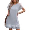 2025 new summer dress lace splicing solid color t-shirt skirt