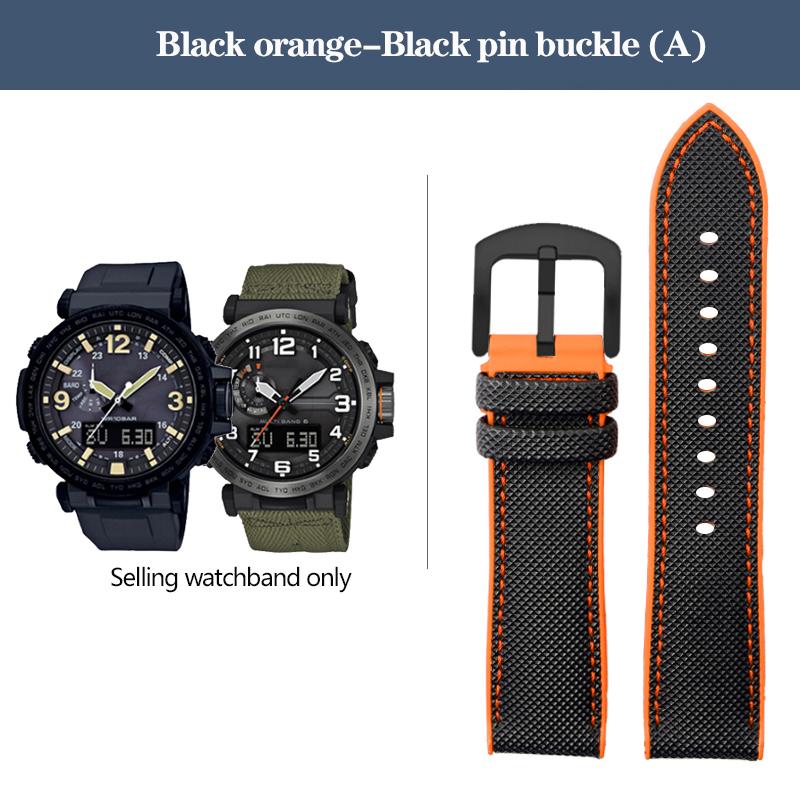 

Нейлоновый ремешок для часов с резиновым низом для серии Casio PROTREK PRG-600YB PRG-650 PRW-6600, парусиновый силиконовый ремешок для часов, спортивный ремешок 24 мм 24mm