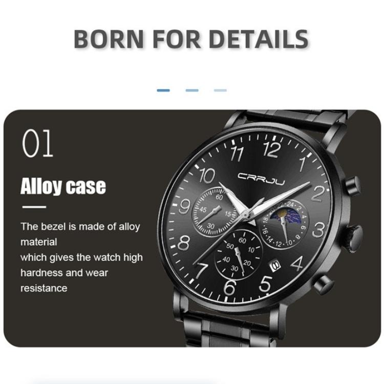 CRRJU-2276 Men's Watch Casual Personality Watch Men's Watch Student Watch Simple Steel Band Calendar