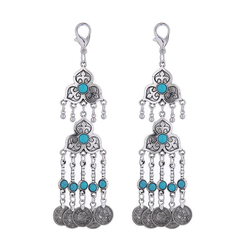 Kazakh Princess Tassel Keyring: Ancient Style Alloy Backpack Pendant & Hair Accessory with Lobster Clasp