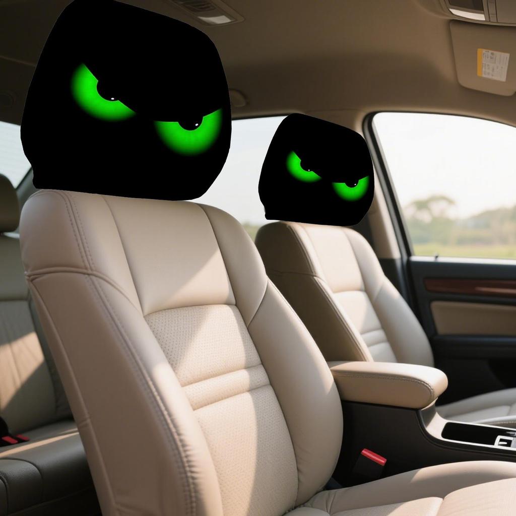 Car Headrest Covers 2 Pieces Dirt-Proof Covers With Big Eyes Design Elastic Protector For Automotive SUV Truck Vehicle Interior