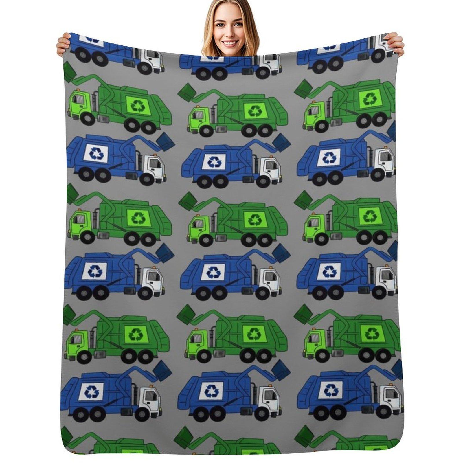 Garbage Trucks Throw Blanket Soft Home Decor Blanket for Couch Bedroom Size: 75*100cm, Weight: 230 GSM