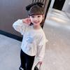Spring Girls Cartoon Lace Trim Thin Sweatshirt Stylish Long Sleeve Top For Kids