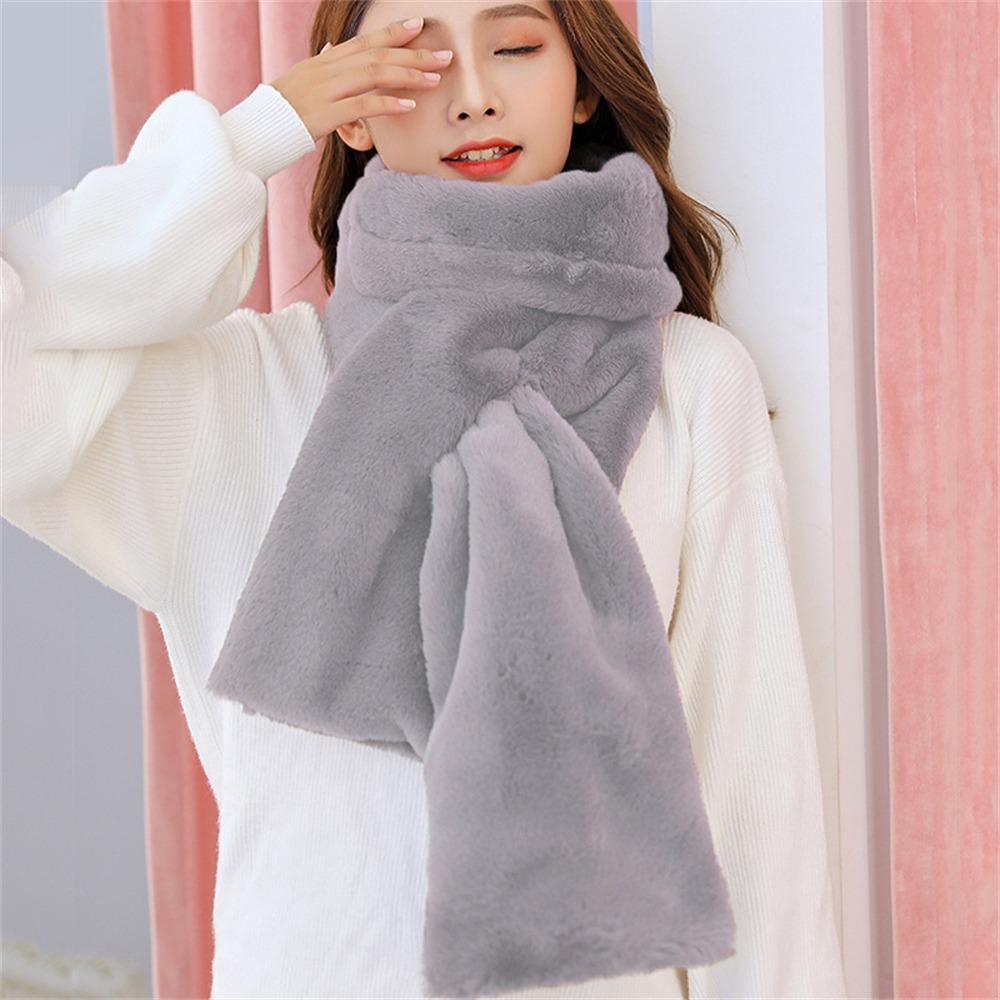 

Thicken Warm Shawl Scarves Soft Plush Neck Protector Fashion Faux Fur Scarf for Winter сірий