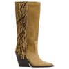 ZARA Lightweight Vintage Fashion Suede Fringe Pointed Toe High Heeled Knee Boots Women boots Brown 13028510709
