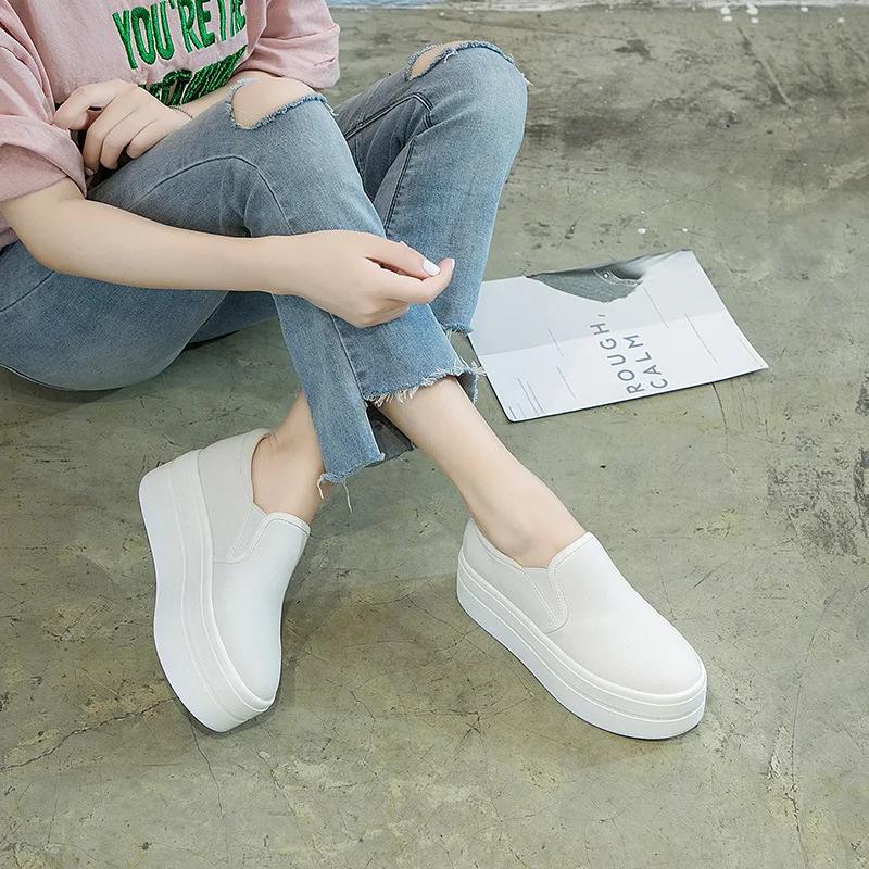 Scarpe da Ginnastica con Plateau Piatto da Donna Calzature Basse Donna Sneakers Casual Ragazze Studenti Mocassini con Suola Spessa Donna Slip-on tenis de mujer