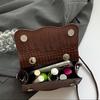 PU Leather Alligator Pattern Small Square Handbag Bow Design Women's Solid Color Fashion Shoulder Crossbody Bag AVE