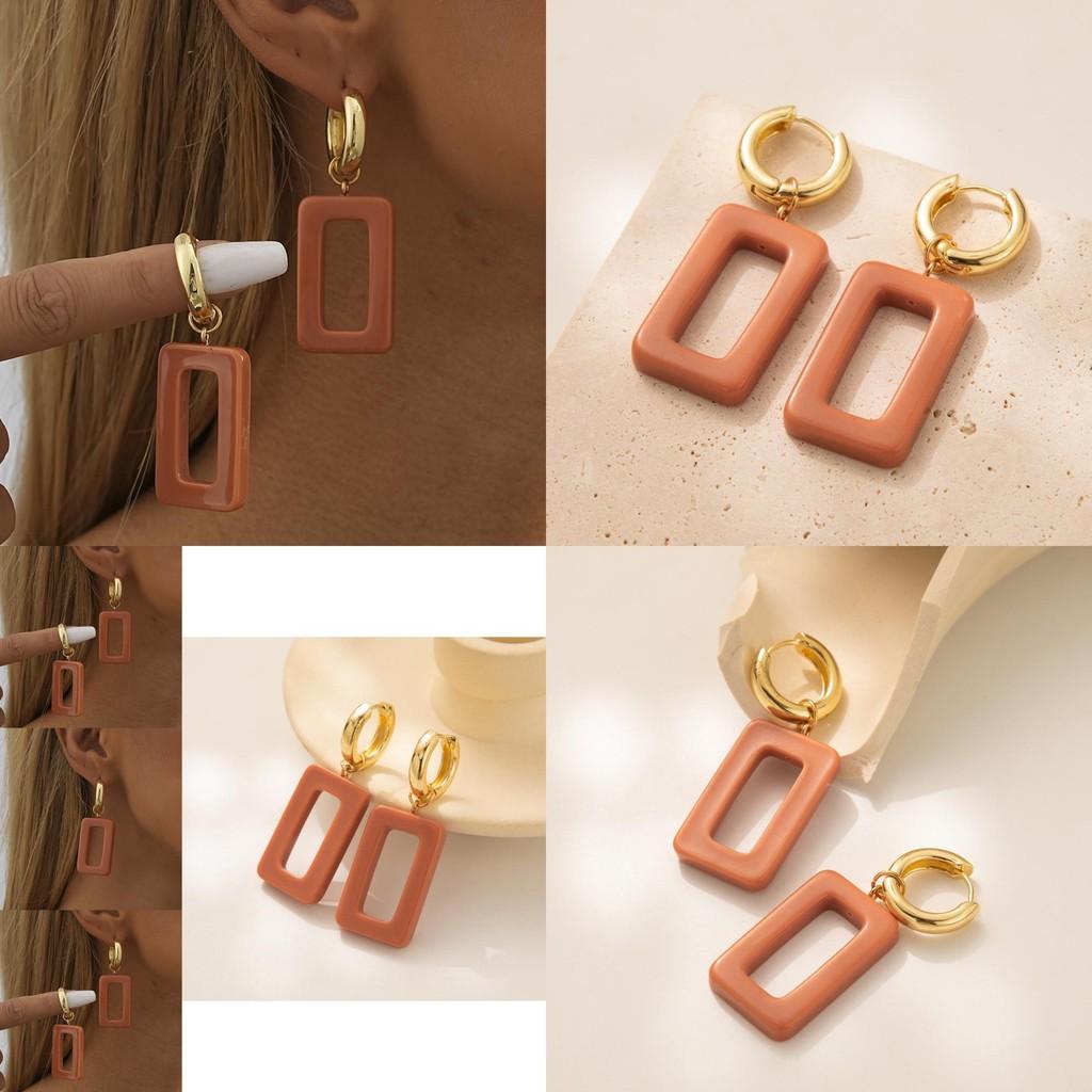 Chic Resin Square Earrings For Women 2023 Trendy Geometric Style