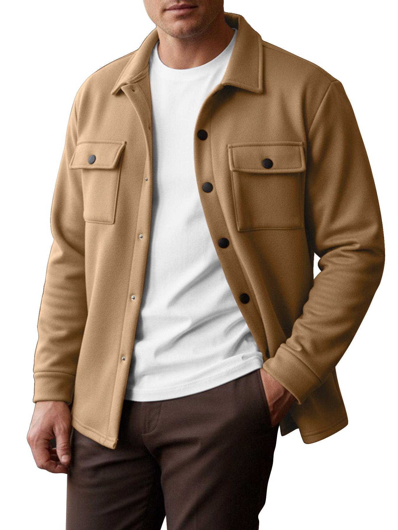 

2025 Autumn/Winter Men s Fleece-Lined Casual Fashion Jacket Cardigan S верблюд