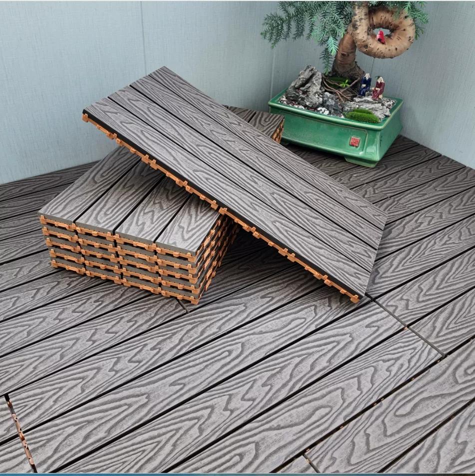 Outdoor Interlocking Flooring, Outdoor Plastic Wood Flooring, Balcony Bathroom Floor Mat, Environmentally Friendly, Anti-Corrosion, No Joist Terrace