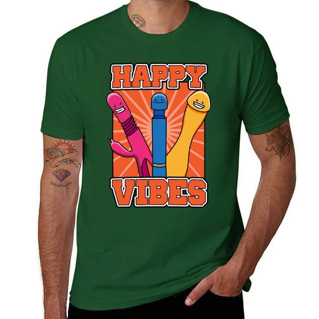 Happy Vibes Vibrator Dildo T-Shirt Blacks Animal Prinfor Boys Boys Whites Black T-shirts for Men