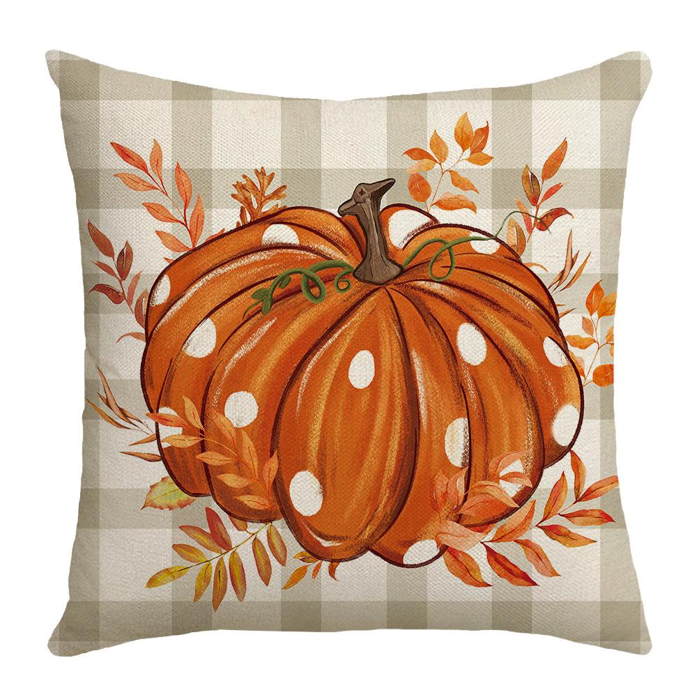 New Thanksgiving Autumn Cushion Pumpkin Maple Leaf Hand-painted Text Home Cushion Pillow Cover