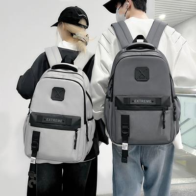 Color Block Men Women Backpack Large Capacity Nylon Travel Student Schoolbag