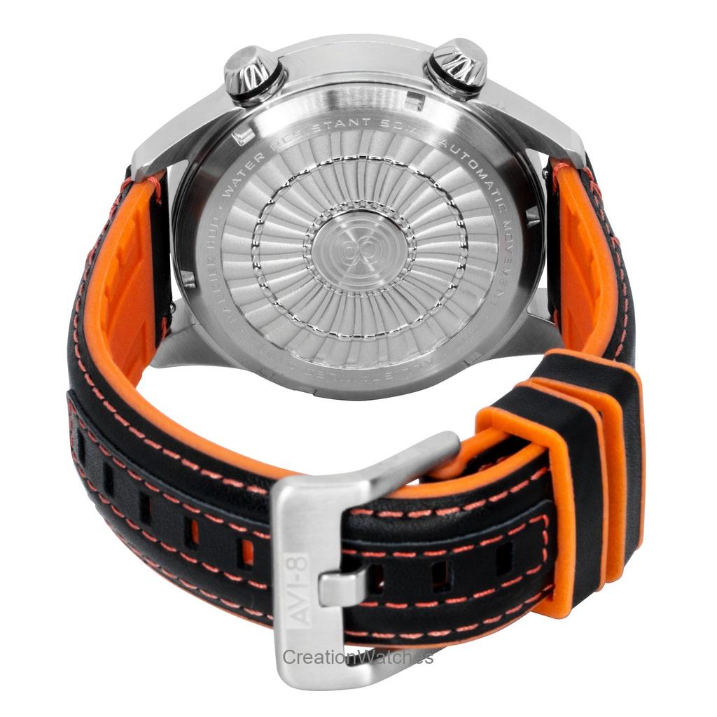 AVI-8 Hawker Harrier HUD Rubber And Leather Strap Gradient Orange Dial Automatic AV-4117-03 Men's Watch