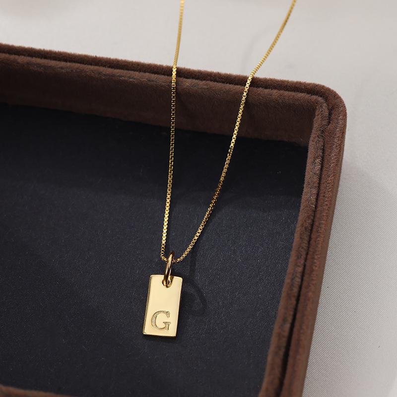 Banyan Tree Sterling Silver Square Letter Pendant Necklace