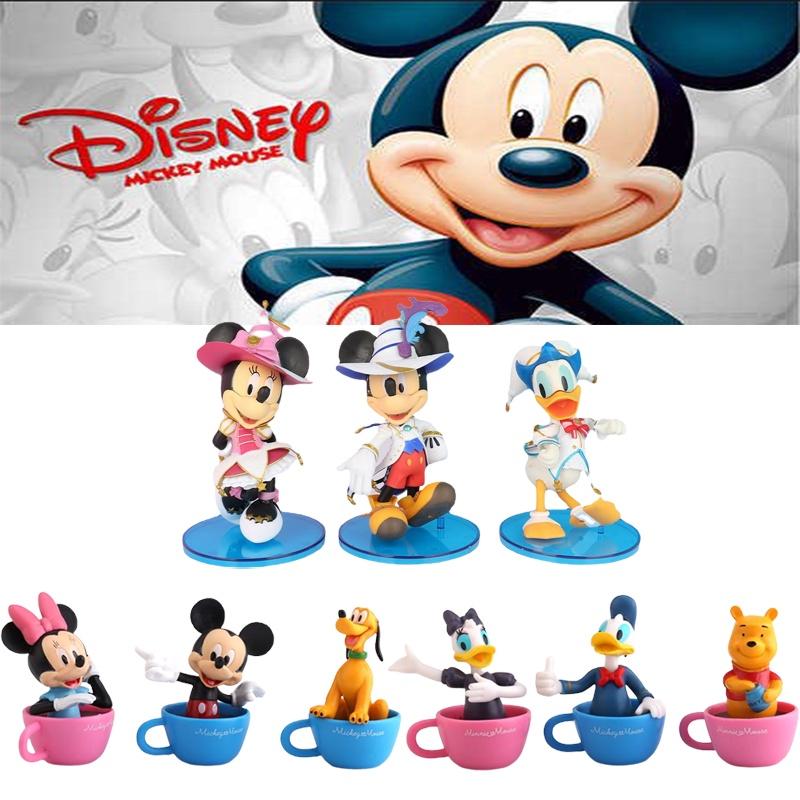 Disney Minnie Mickey Figure Teacup Toy Set For Kids Pvc Material Perfect For Cake Decoration And Diy Projects