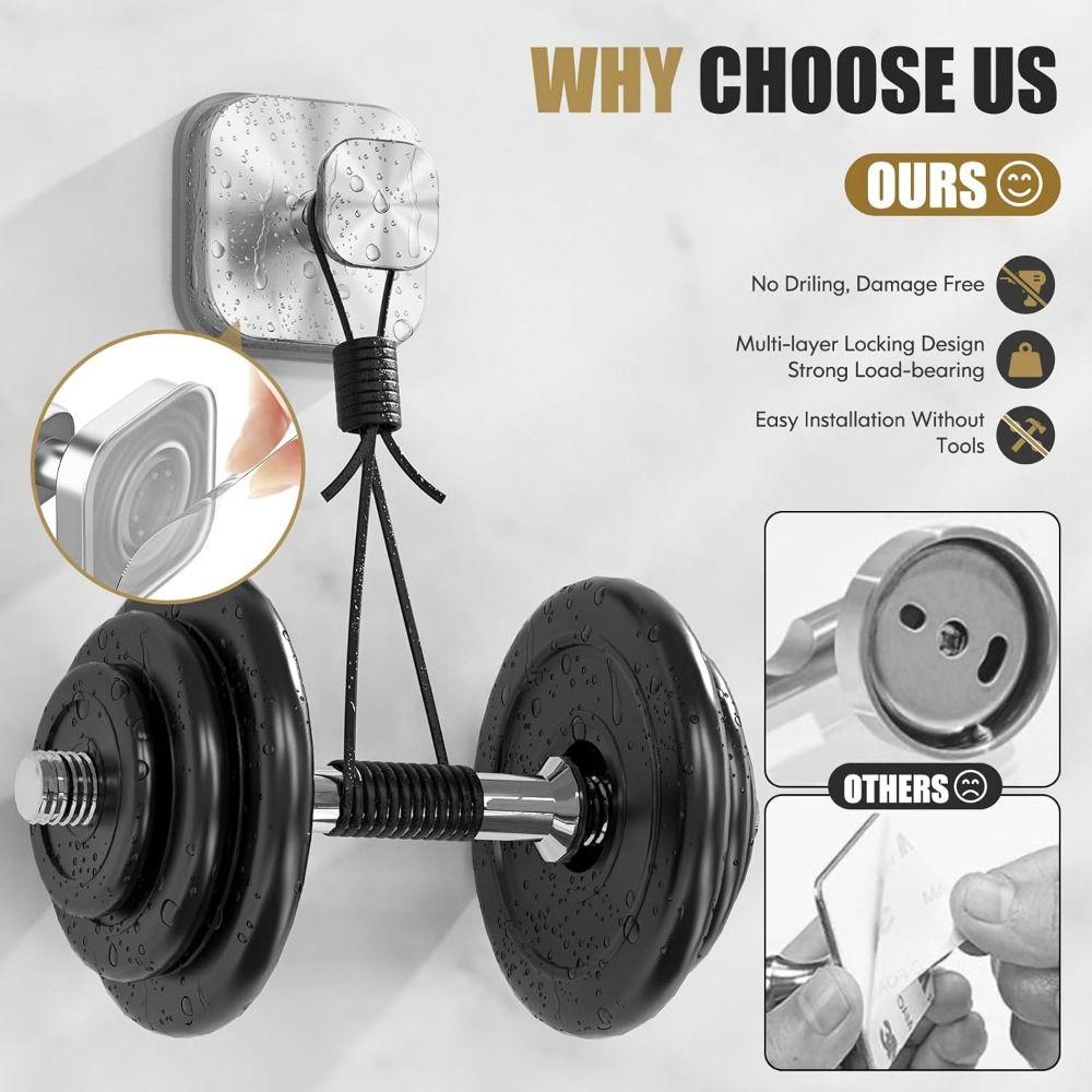 Stainless Steel Suction Cup Hooks Waterproof Shower Wall Hanger Hanging Towel Rack  Bathroom