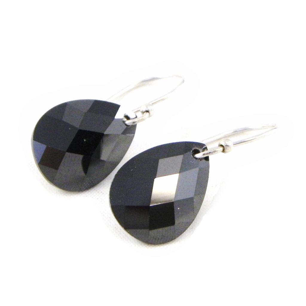 Les Trésors De Lily [C6920] - Silver Earrings 'Linda' Silver Black (rhodium-plated) - 15x12 Mm