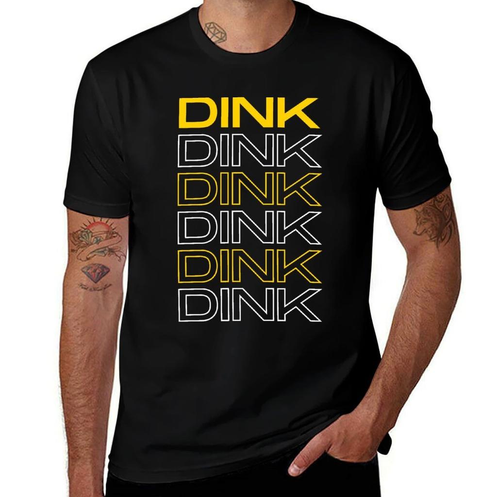 Yellow Pickleball DINK Text Design Dark T-Shirt Halloween Casual T-Shirt
