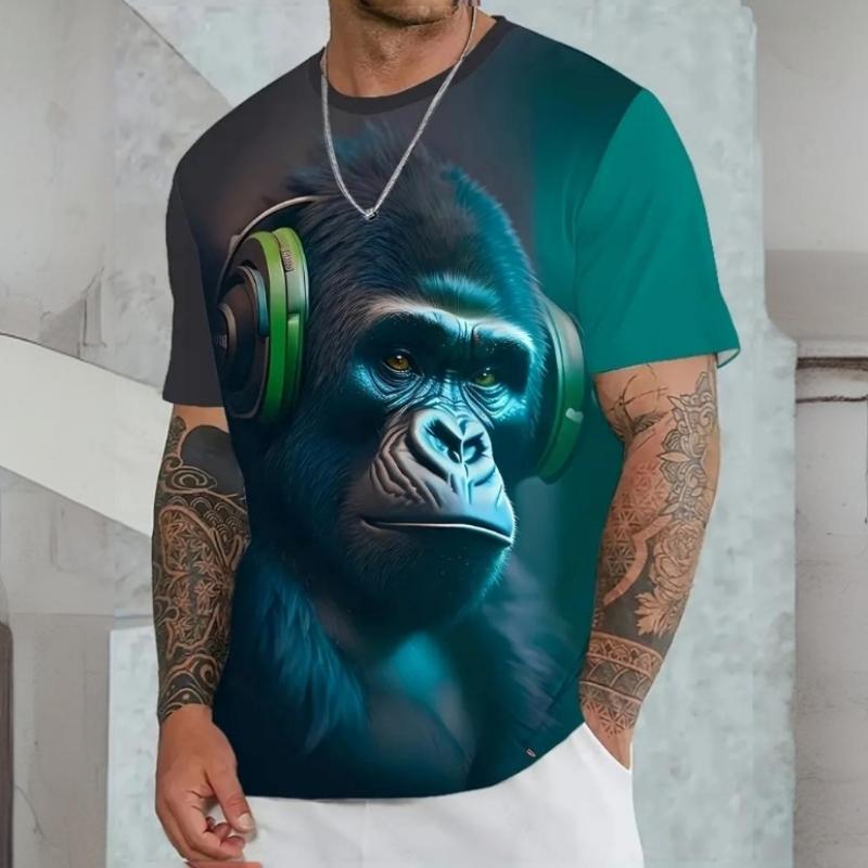 New 3d Animal Printed Men's T-Shirt Retro Casual Male Clothing Summer Loose Breath Short Sleeve Tees Oversized Sports Shirt