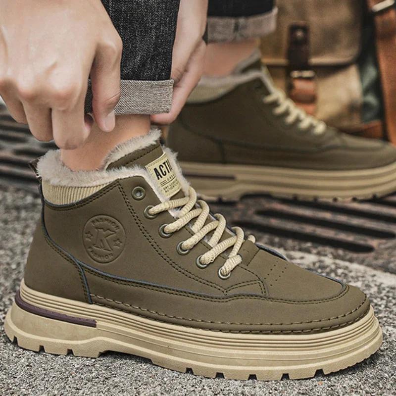 Winter Men's Snow Boots Warm Velvet Mens Casual Shoes Anti-slip Thick-soled Men Cotton Shoes New Men's Sneakers Tenis Hombres