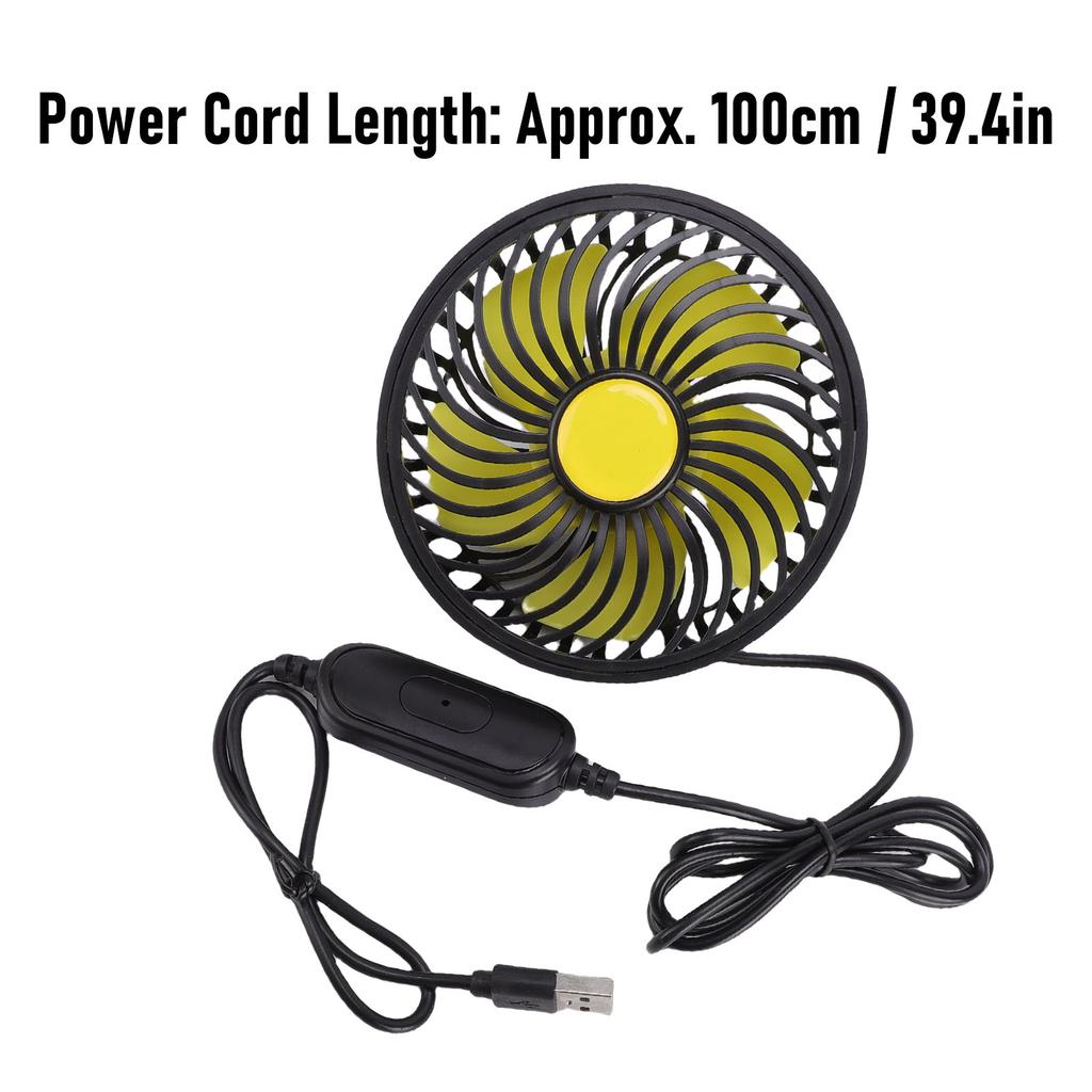 USB Powered Car Fan Air Circulation Fan for Vehicle Chair Rear Headrest 360 Degree Rotatable Head 18ft/s 3500RPM Car Cooling Fan