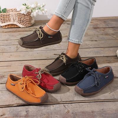 Scarpe Basse Singole - Scarpe da Donna Versatili per Tutte le Occasioni, Scarpe Basse Casual da Donna con Lacci