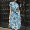 ZANZEA Women Turn Down Collar Casual Short Sleeve Print Shirt Dress