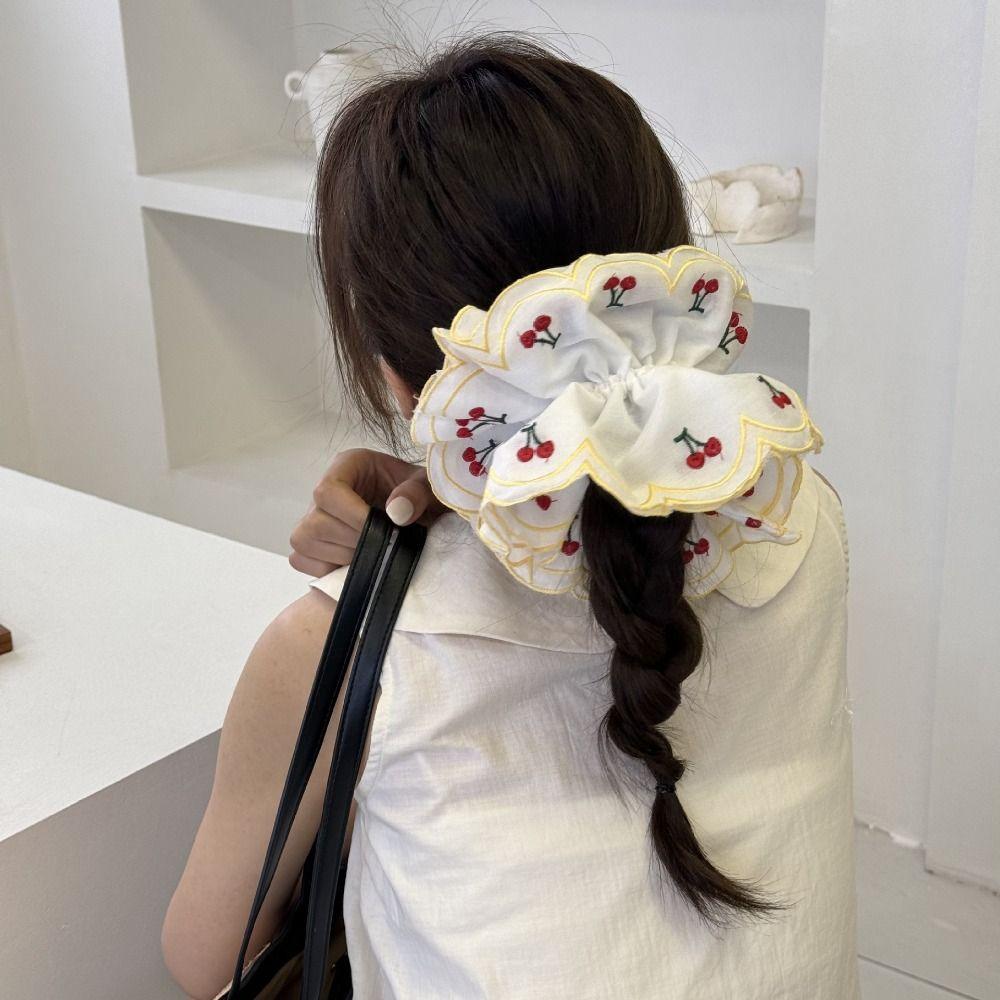 Flower Shape Elastic Hair Bands Hair Tie Embroidered Large Hair Scrunchies  Girl