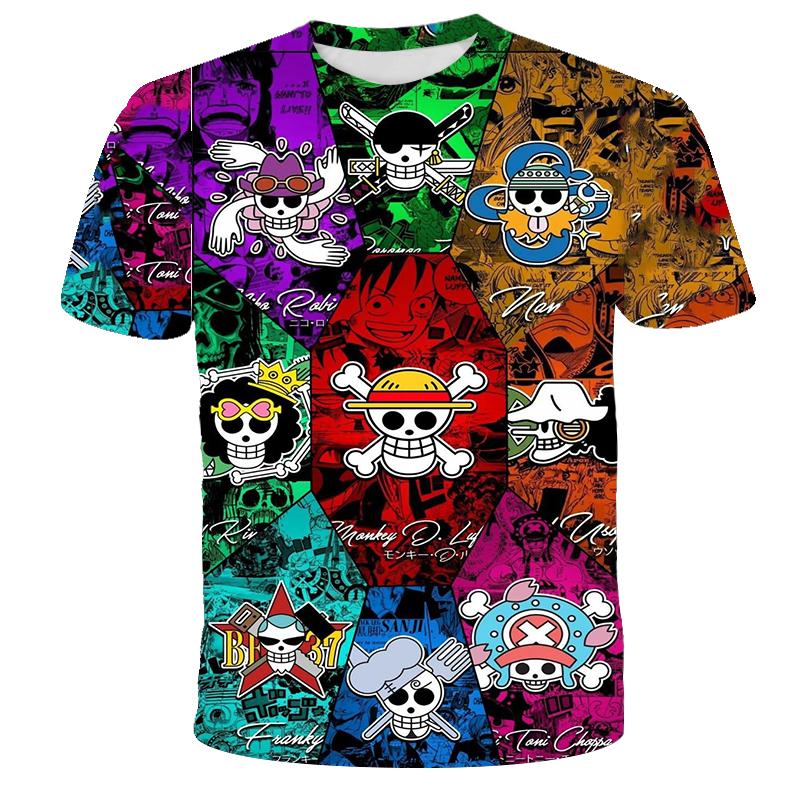 Anime One Piece Luffy Boy T-shirt CosPlay Short Sleeve Mens Cartoon Men's Top Loose Breathable Men's Casual Clothing