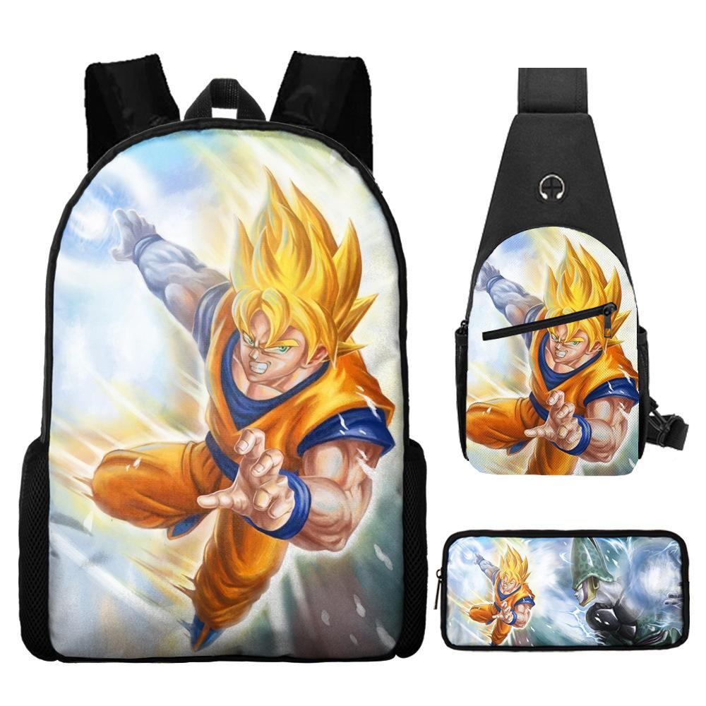 

Классический аниме Dragon Ball Студенческий рюкзак из трех частей Сумка-ручка Рюкзак