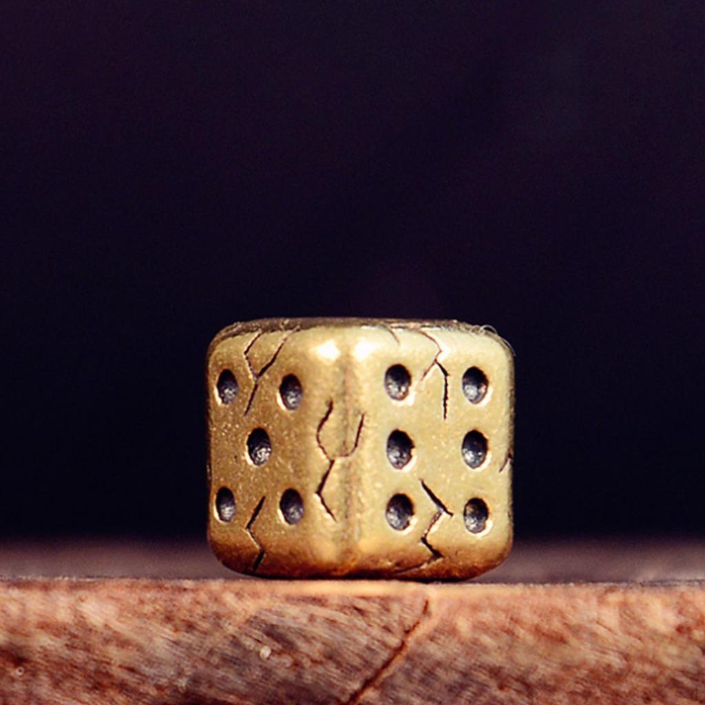 Brass Cube Dice Paracord Bead Charms DIY Crafts Bracelet Zipper Tool Pendant Large Hole Retro