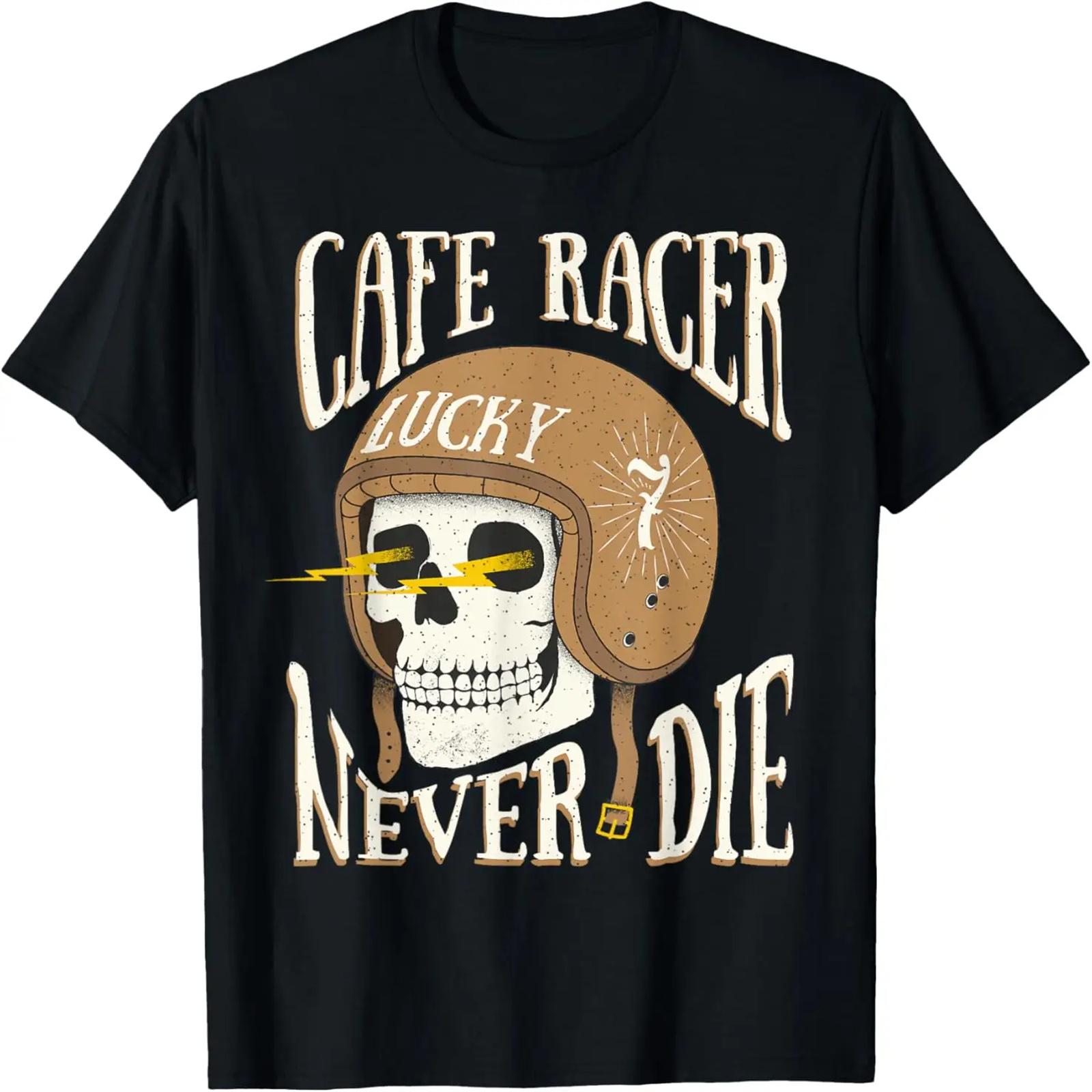 Футболка Cafe Racer - Lucky-Skull - Винтажная футболка с мотоциклом S
