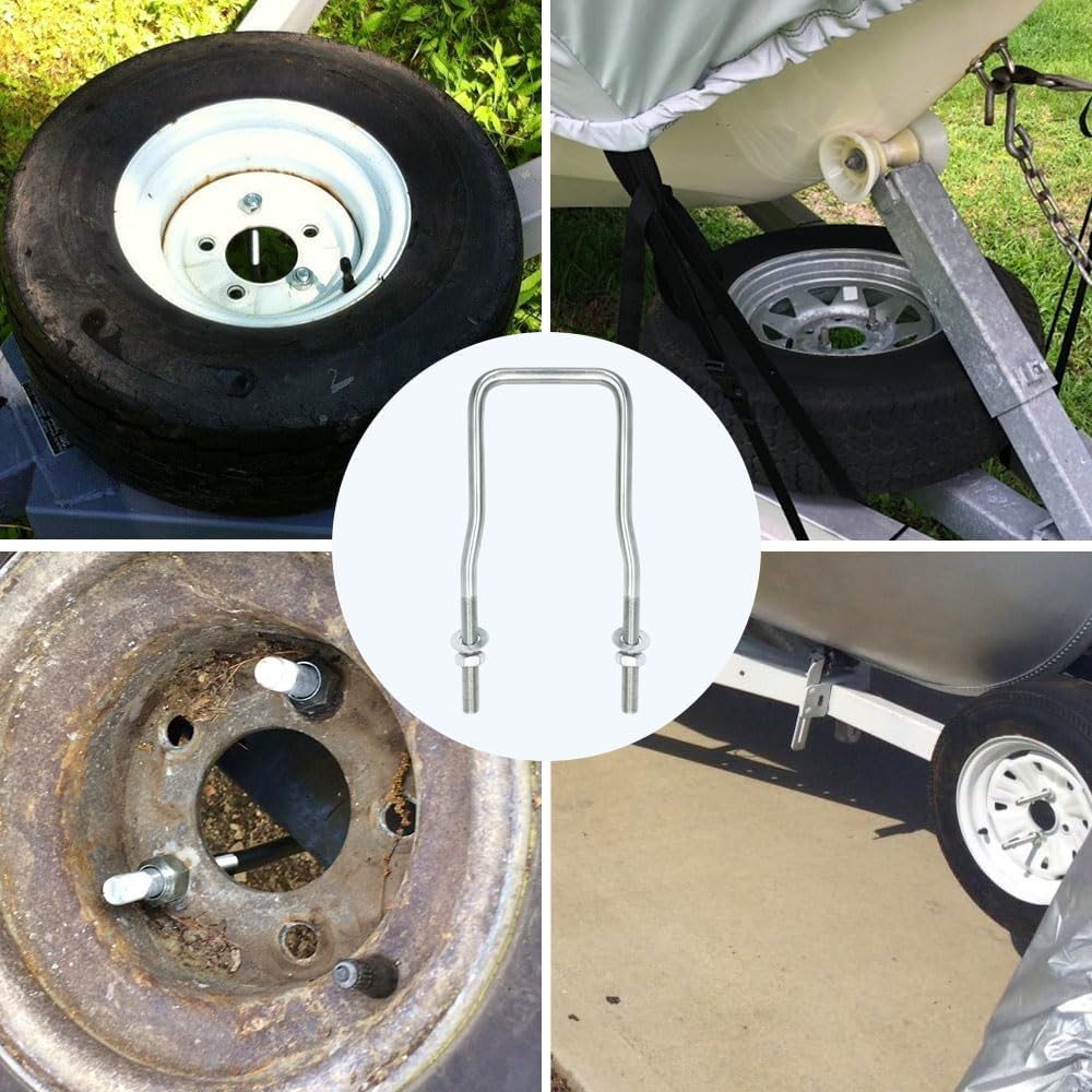 Trailer Spare Tire Mount Bracket U-Bolt Tire Carrier Holder Fit For Side Mount 4 Or 5 Lug