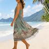 Women’s Summer Floral Print Pocket Adjustable Strap Bohemian Casual Beach Holiday Sundress Loose Fit Sleeveless Dress