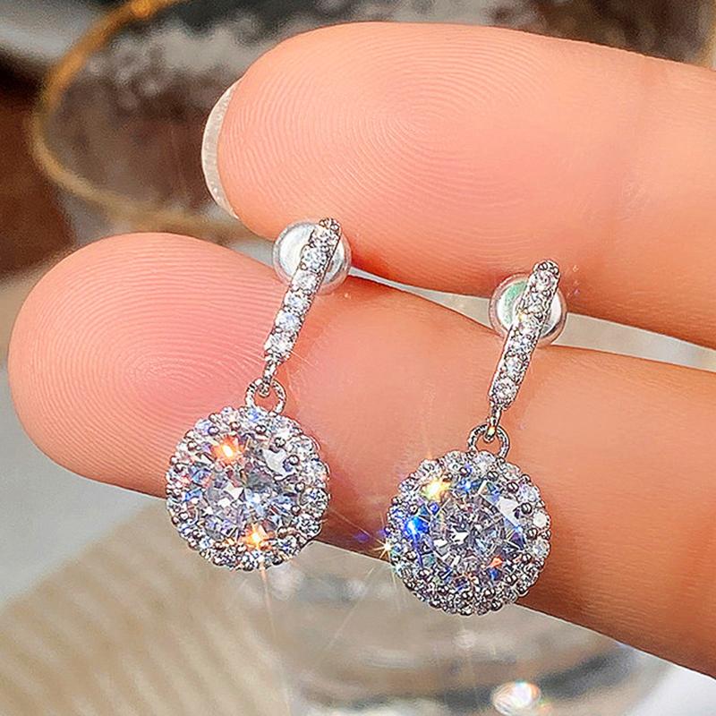 

BELLA BOX винтажные круглые висячие серьги с кубическим цирконием для женщин, посеребренные, простые и элегантные женские аксессуары, вечерние украшения