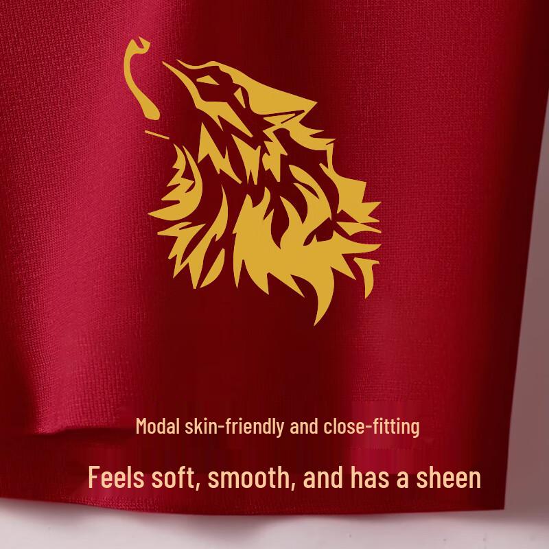 Septwolves Men's Modal Seamless Antibacterial Boxer Briefs - Lucky Red Edition