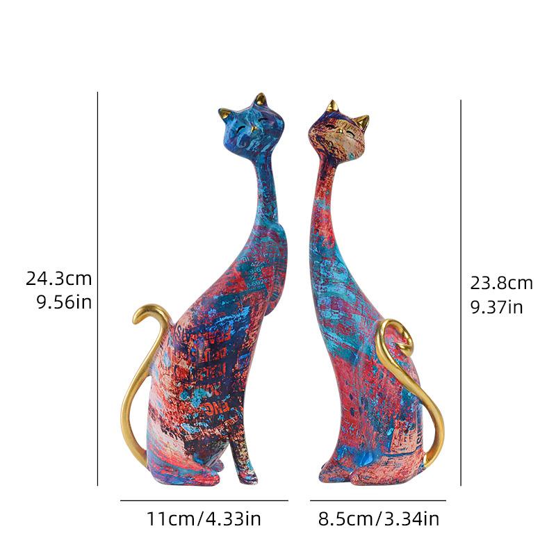 Nordische Kreative Ölgemälde Katze Skulptur Dekorative Ornament Harz Kunst Dekor Zuhause Schlafzimmer Wohnzimmer Dekoration Skulptur