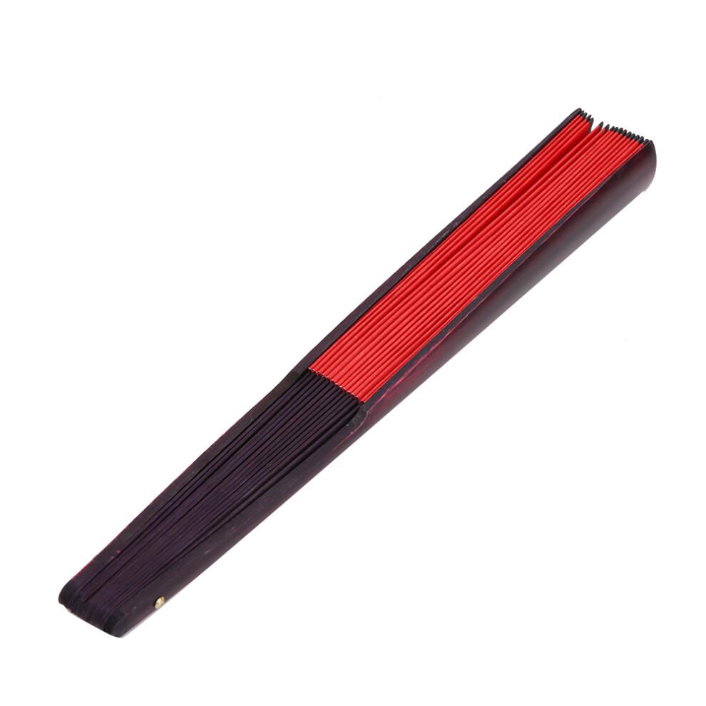 Bamboo Hand Fan, Elegant Event Accessory, Traditional Folding Fan For Cultural Celebrations, Chinese Silk Fan With Solid Wood Handle, Red 10 Inch Craf