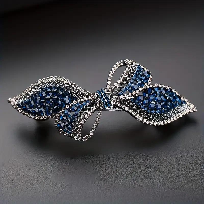 

Korean Style Rhinestone Bow Hair Clip for Women - Large Retro Updo Claw Clip