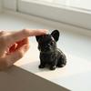 3D Printed French Bulldog Ornament, Black Glossy Dog Sculpture, Minimalist Cute Bulldog Figurine Desktop Decoration for Dog Lovers Gift