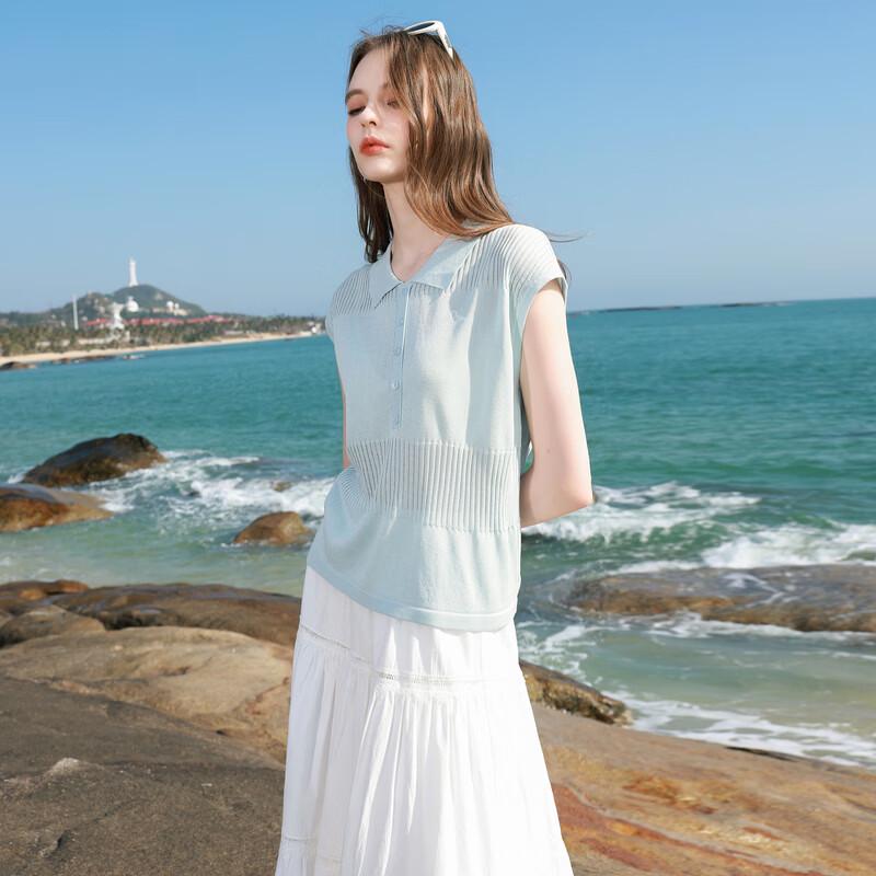 Women's Lightweight Embroidered Lapel Knit Top