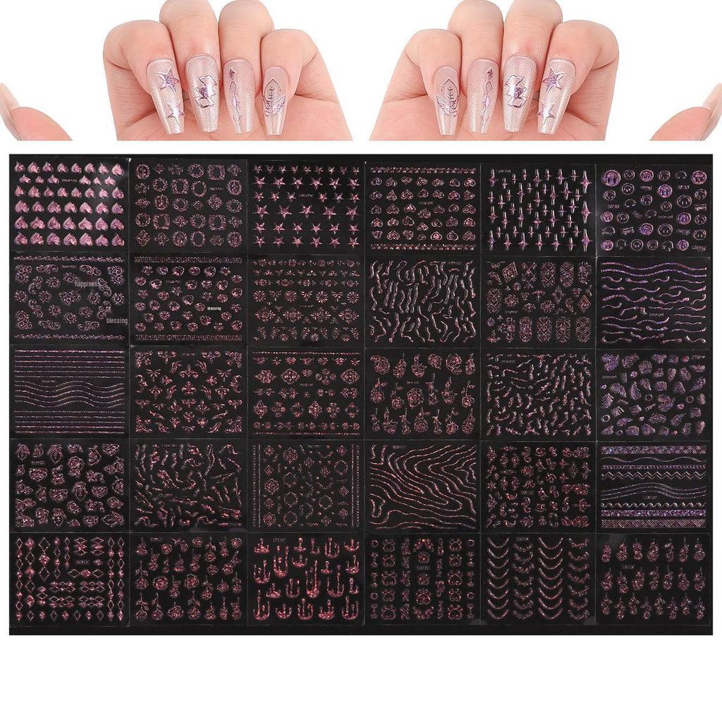 Gold 3D Self-Adhesive Full Cover Nail Stickers for Kids - Wearable Manicure Decals